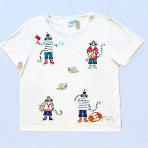 Embroidered Woman's Cat White T-Shirts, M